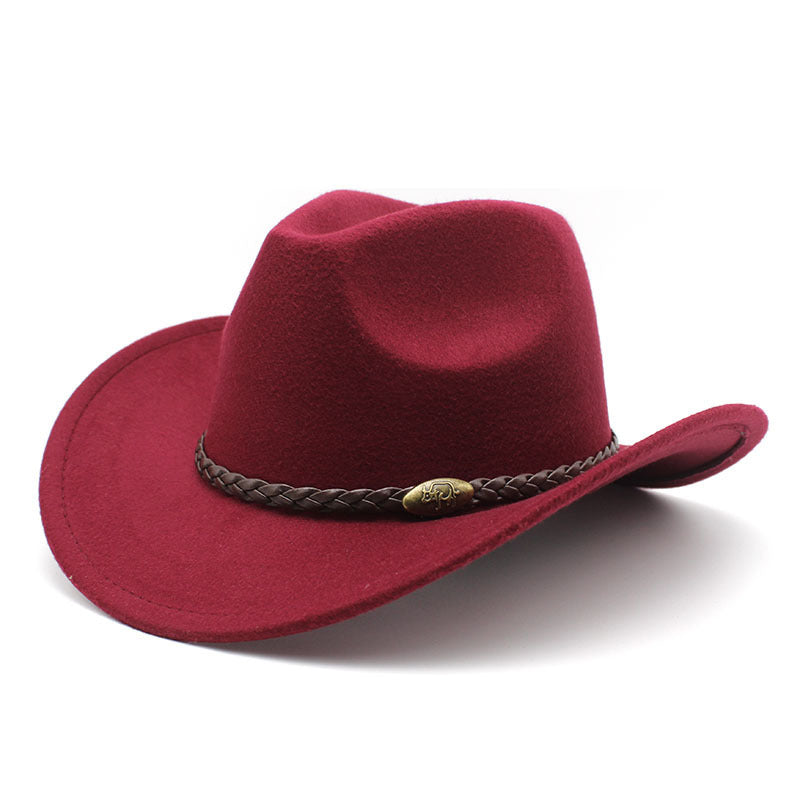 Hommes Riding Outdoor Voyage Courbe-brime Laine Chapeau supérieur