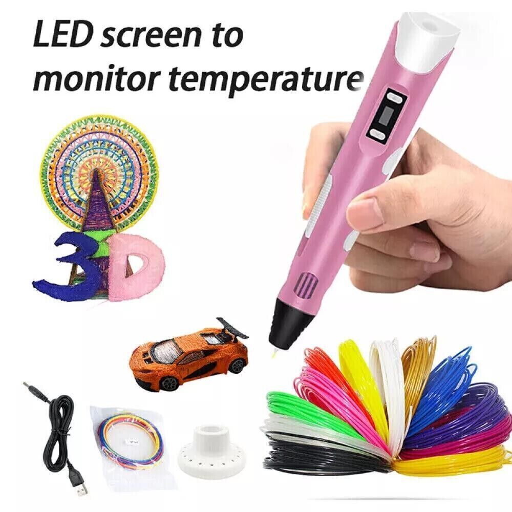 Jeu de stylo d'impression 3D Doodle PLA Filament Imprimante Dessin 12 Couleurs Cadeau enfants Royaume-Uni