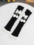 Chaussettes tricotées Sweet Bow femmes mignon Pom-Pom rose blanc bloquant la couleur pile pointue sur-
