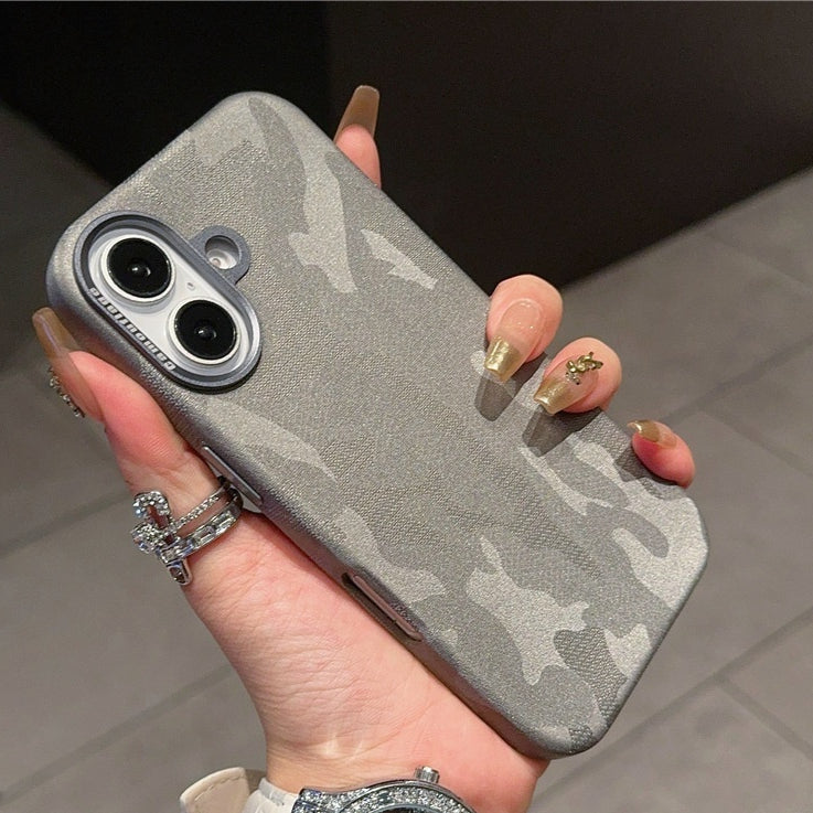 Camouflage Couverture de protection de téléphone mobile en cuir tout compris