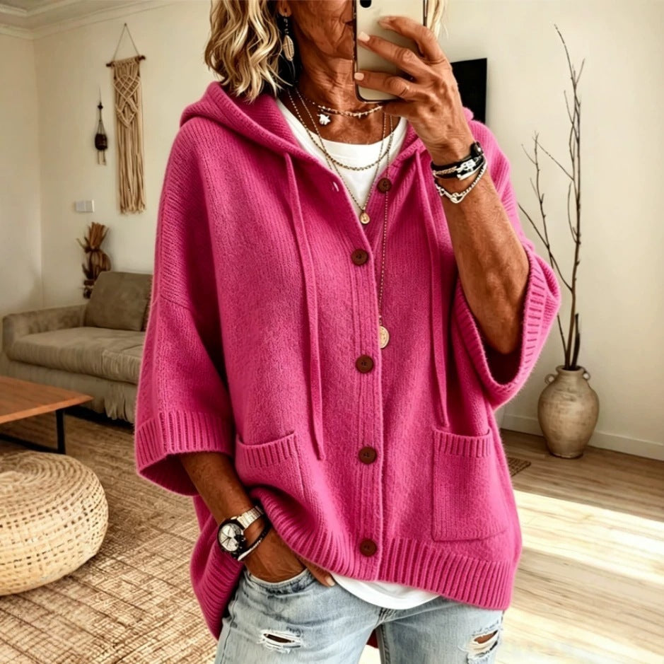 Cardigan à capuchon à manches longues pour femmes