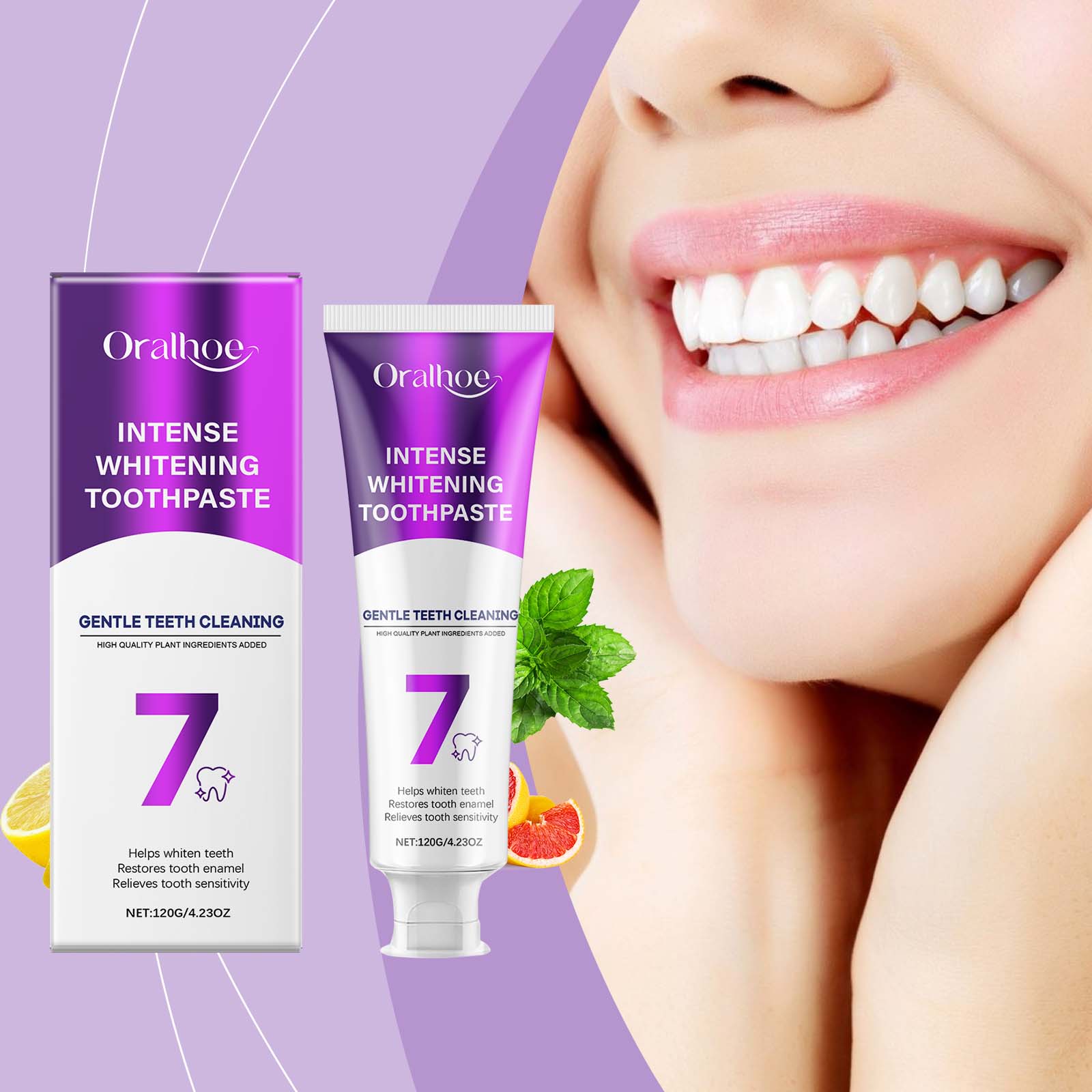 Suppression des taches de dents Blanc vif Dentifrice 120g 1box