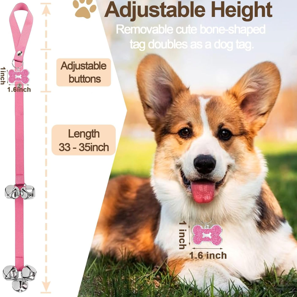 Sonnettes de porte de chien de 2 paquets pour les chiens pour aller dehors Puppy Train Bell pour les chiens à sonner