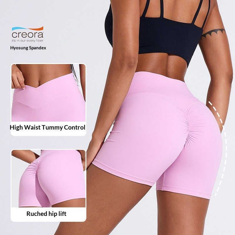 Été Femmes Européen et Américain-Style Peach-Shaped Butt-Lifting Fitness plissé High- W
