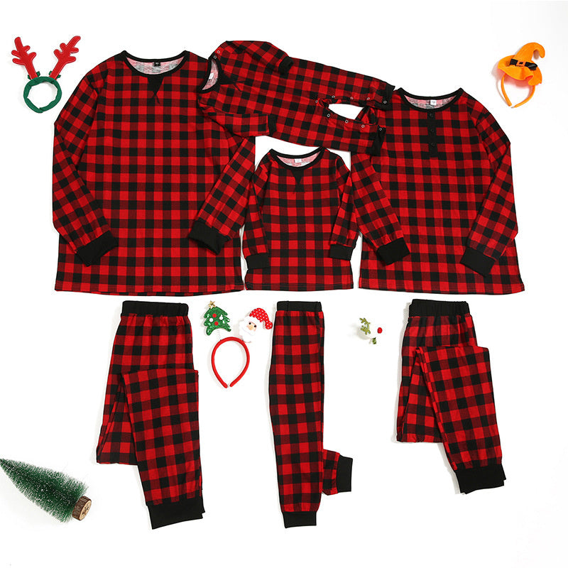 Christmas Plaid Print Long Sleeve Pajamas