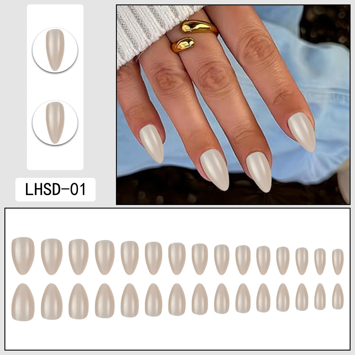 Femmes Glossy Portable Nails artificiels de couleur solide