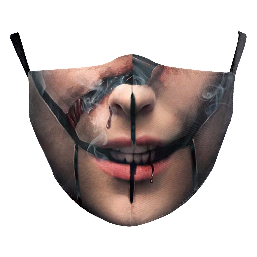 Crâne d'Halloween Impression numérique drôle Masque de poussière double couche