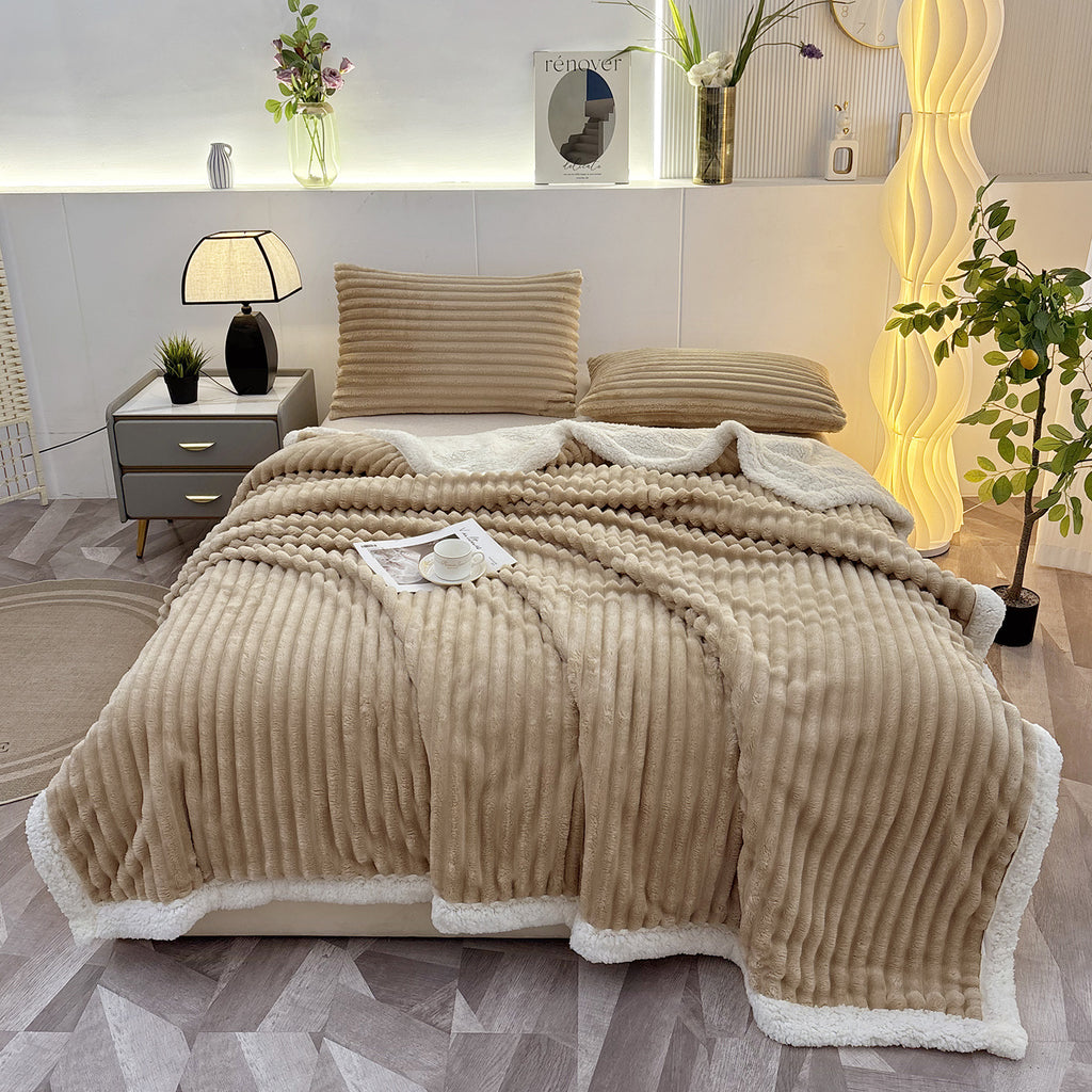 Couverture à double couche en lambswool rayé