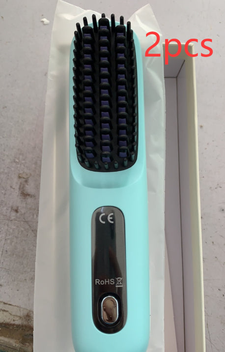 2 En 1 Combustion cheveux droites Lève-cheveux sans fil brosse cheveux chauffage rapide