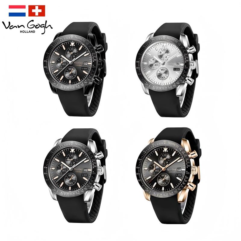Van Gogh Starry Fantasy Series Montre en caoutchouc pour hommes
