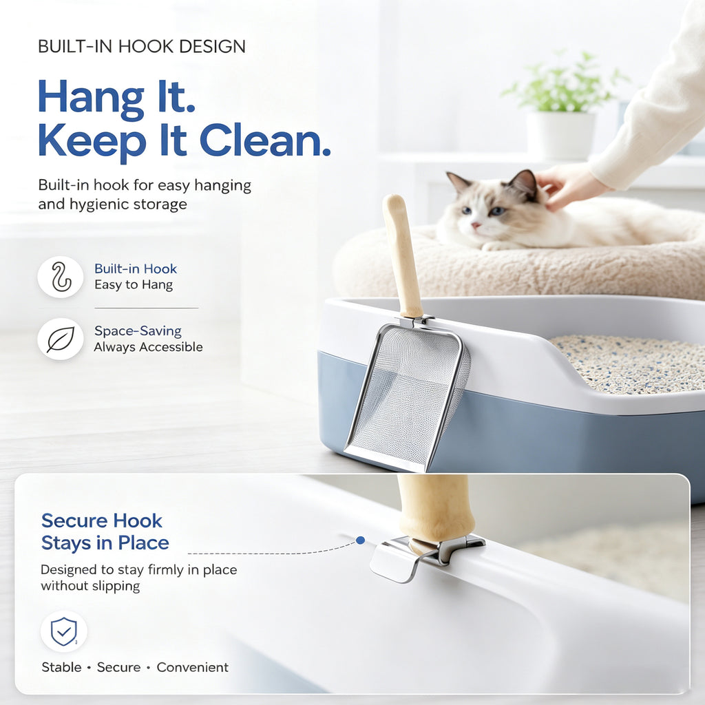 Scoop pour chat en acier inoxydable avec tamis à mailles fines