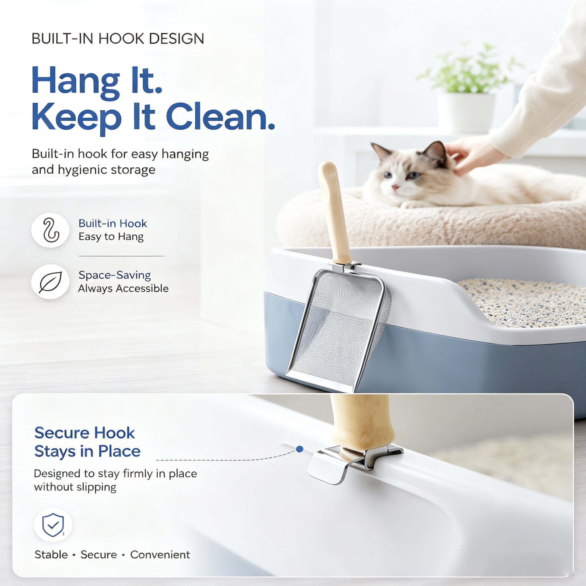 Scoop pour chat en acier inoxydable avec tamis à mailles fines