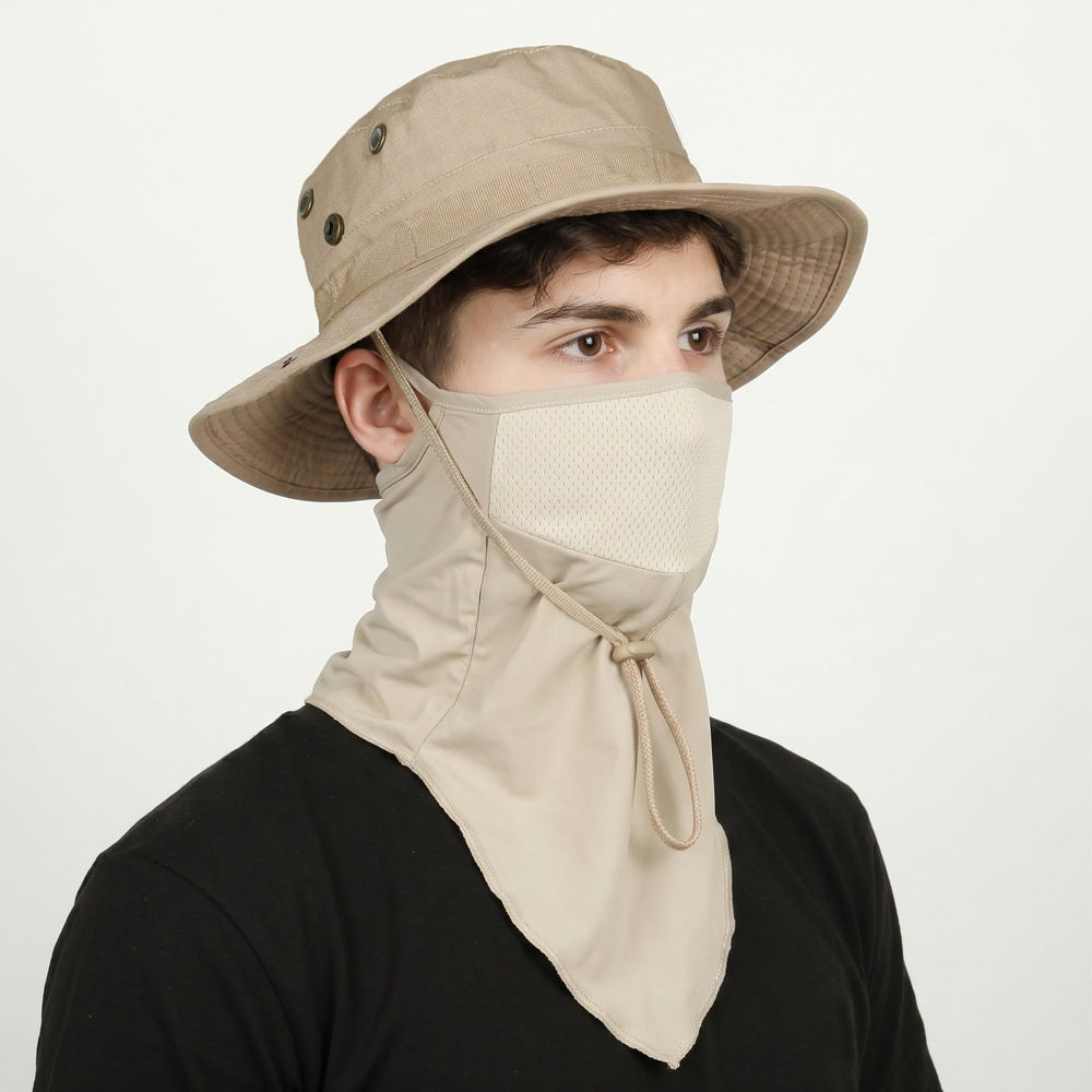 Masque de visage en soie de glace protecteur du soleil pour hommes Chapeau rond