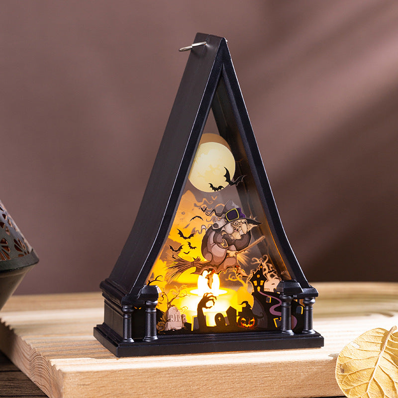 Décoration d'Halloween lampe de citrouille rétro lampe à vent créative party Skull Witch Decor