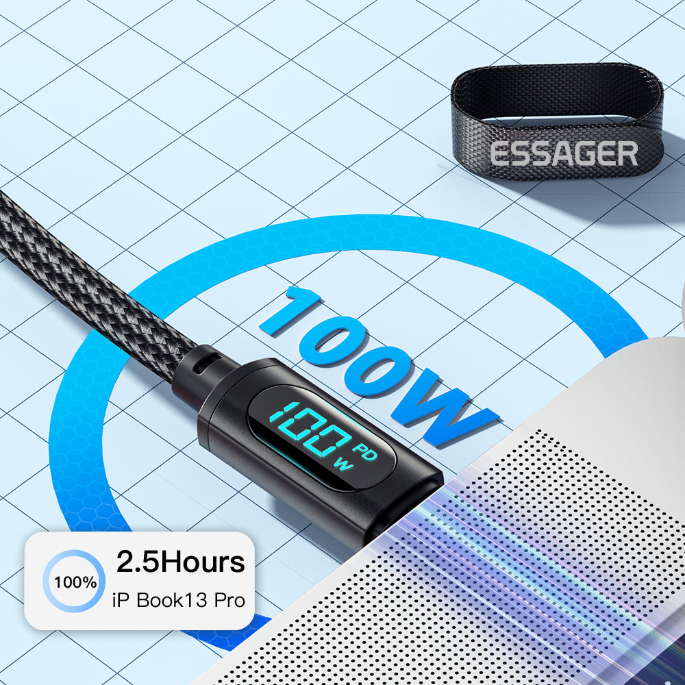 Câble de données d'affichage numérique de charge rapide PD100W alliage d'aluminium