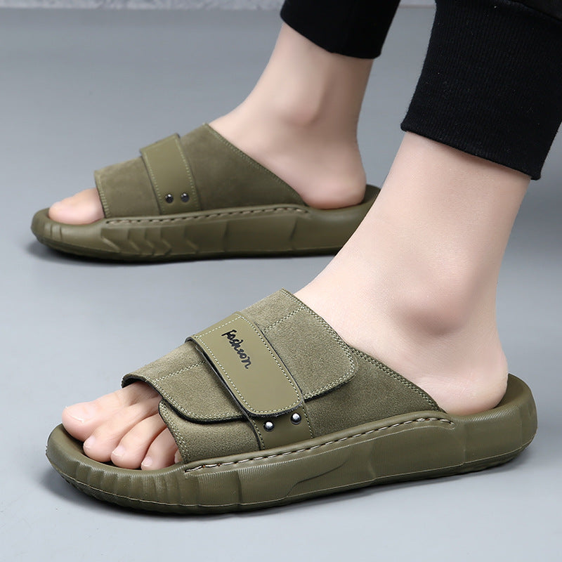 Sandales extérieures antidérapantes anti-abrasion fabriquées à partir de cowhide à grains pleins