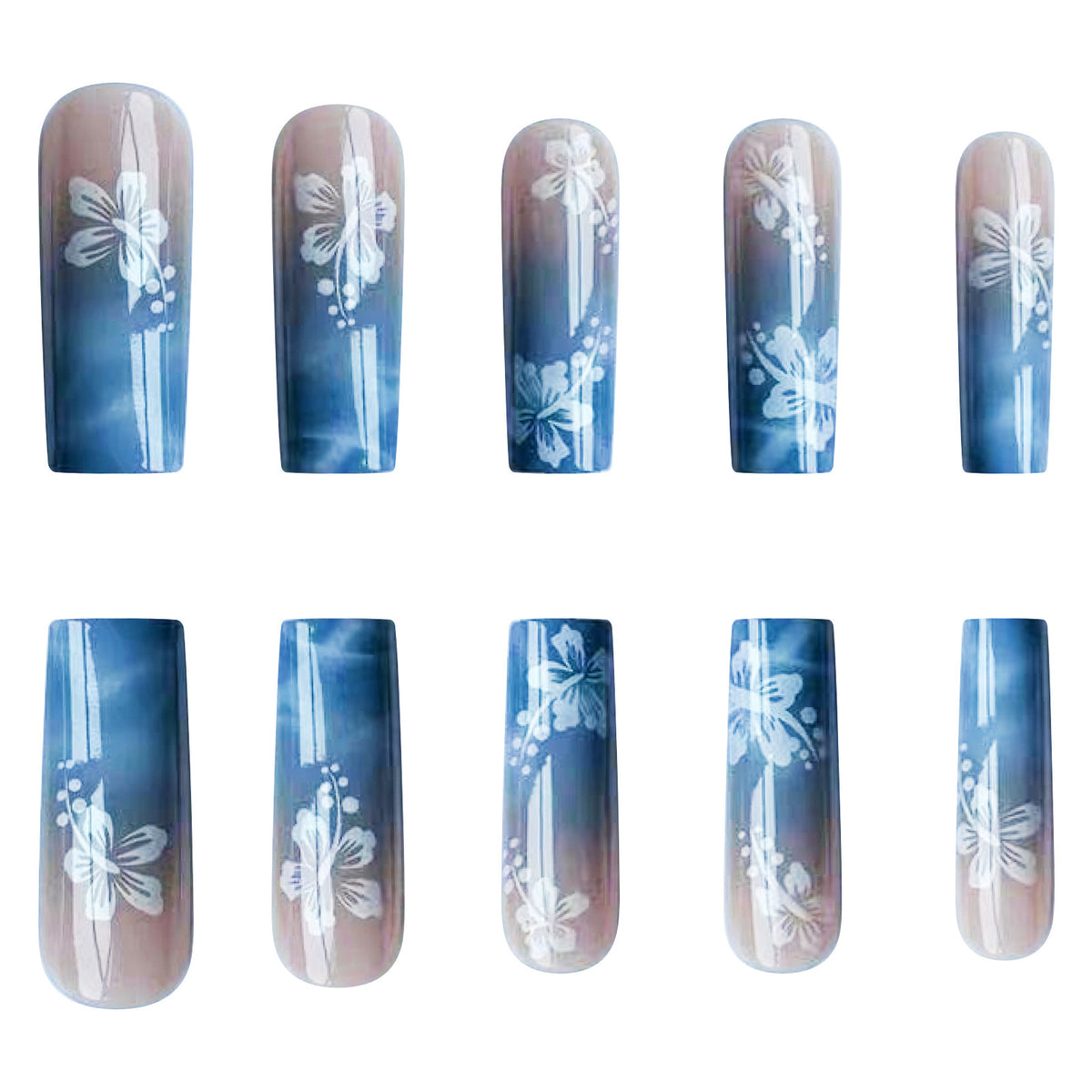 Été Bleu de la mer Gradient Rectangle Porter Autocollant de ongles