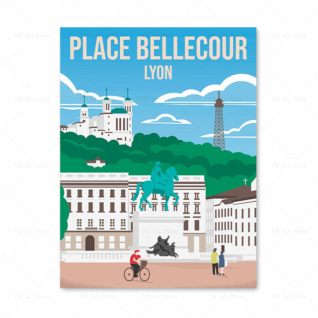 Vieille affiche de voyage toile peinture photo d'art