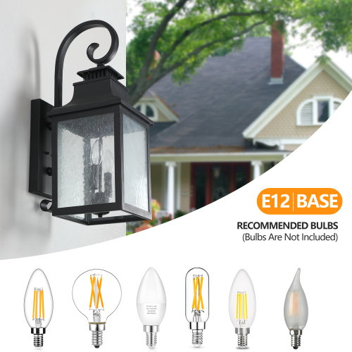 Grande lumière murale en verre d'extérieur prend en charge de nombreux types d'ampoules -2 paquets Plateformes non disponibles