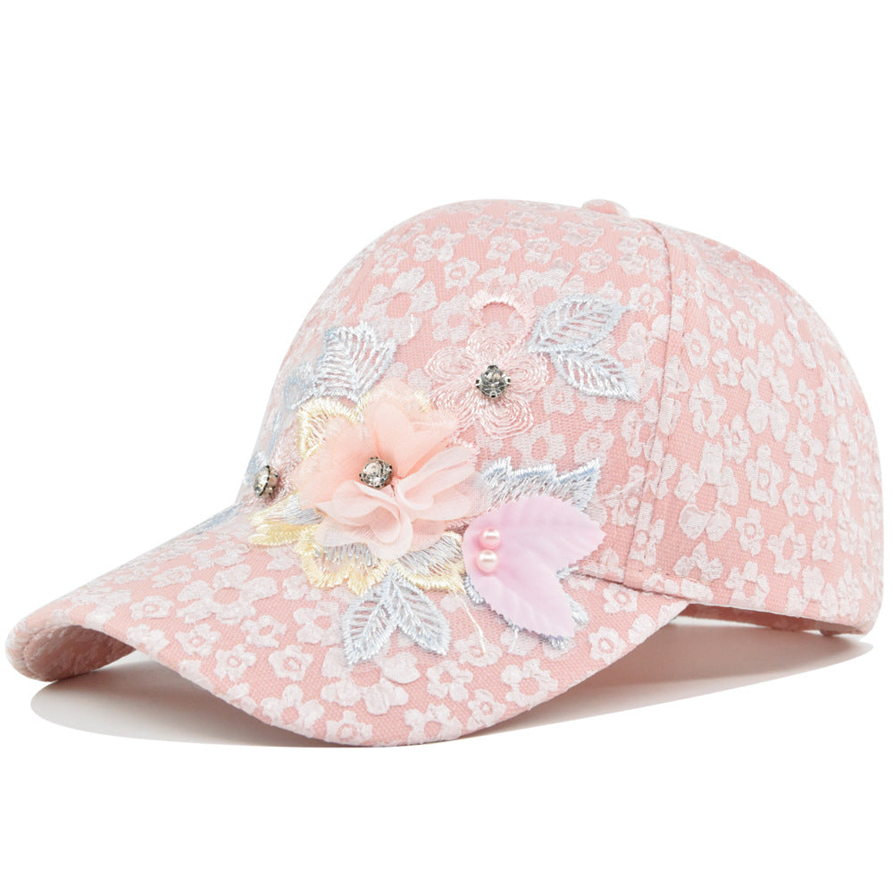 La Dentelle de la Dame Fleur tridimensionnelle et Pearl Design Mode Casquette de baseball est approprié