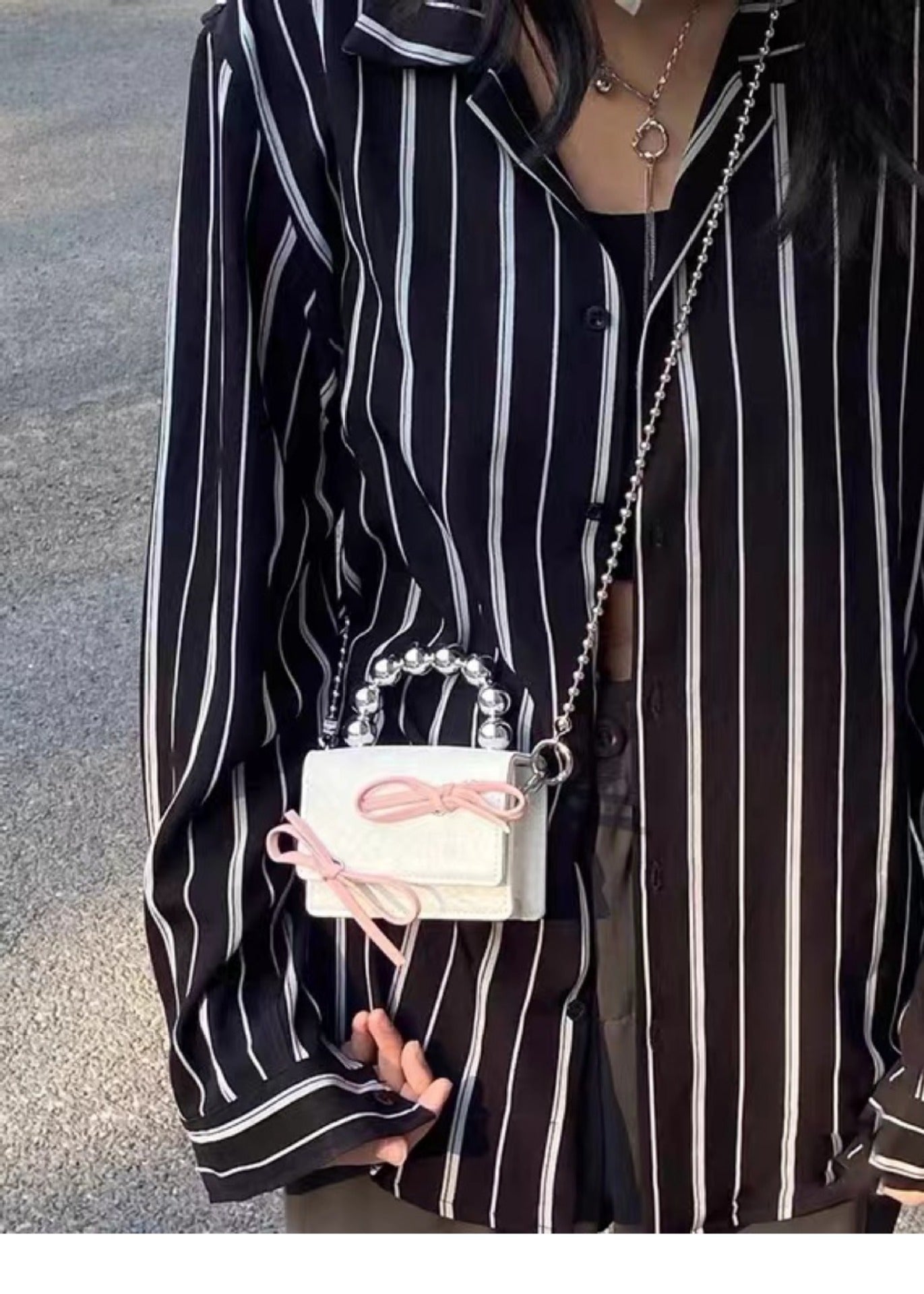 Sac à main Texturé Mignon Bow Mini chaîne