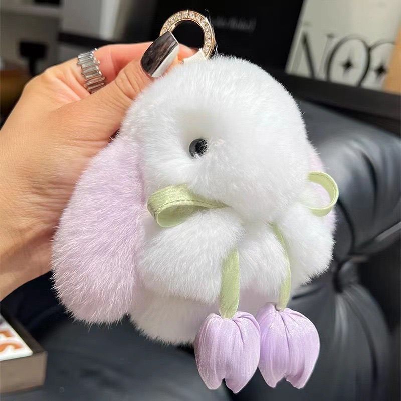 Pendentif en peluche mignon petit lapin porte-clés