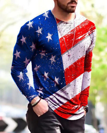 Manches longues hommes T-Shirt en bas Col rond