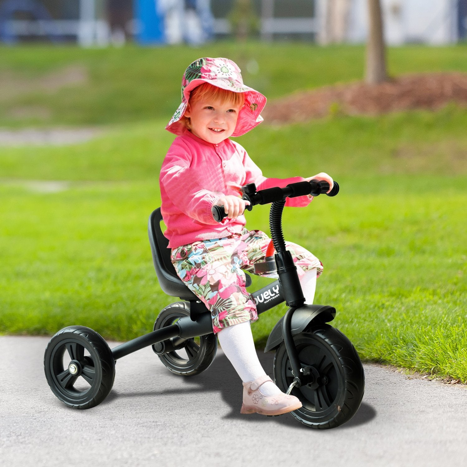 Tricycle 3 roues en plein air pour tout-petit avec Bell pour les loisirs Ride-On Black Com