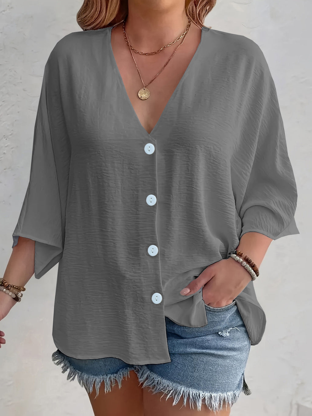 Printemps et automne Station indépendante européenne et américaine Amazon Vêtements pour femmes V-Neck