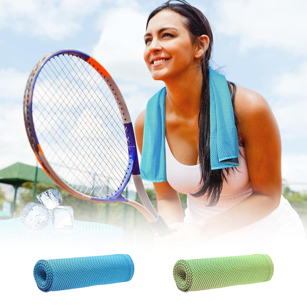 2 cooling towels in blue and green - cooling towels for sport