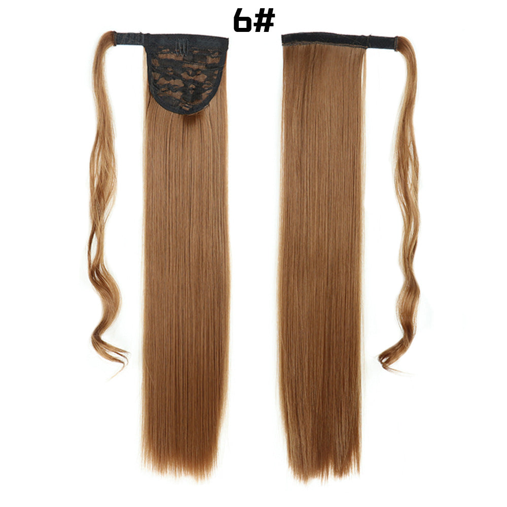 European And American Long Straight Cheveux Velcro Ponytail