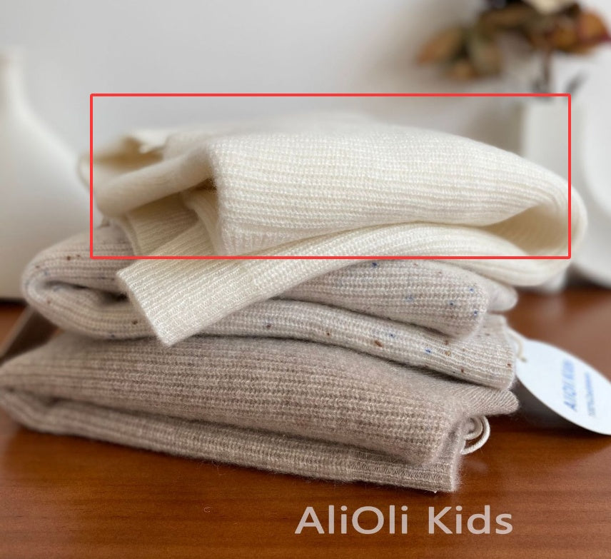 Kids' Cashmere Mock Neck Zip-Up Jacket Thick Knit Pullover