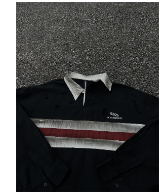 Couleur Contraste Patchwork Polo manches longues Hommes