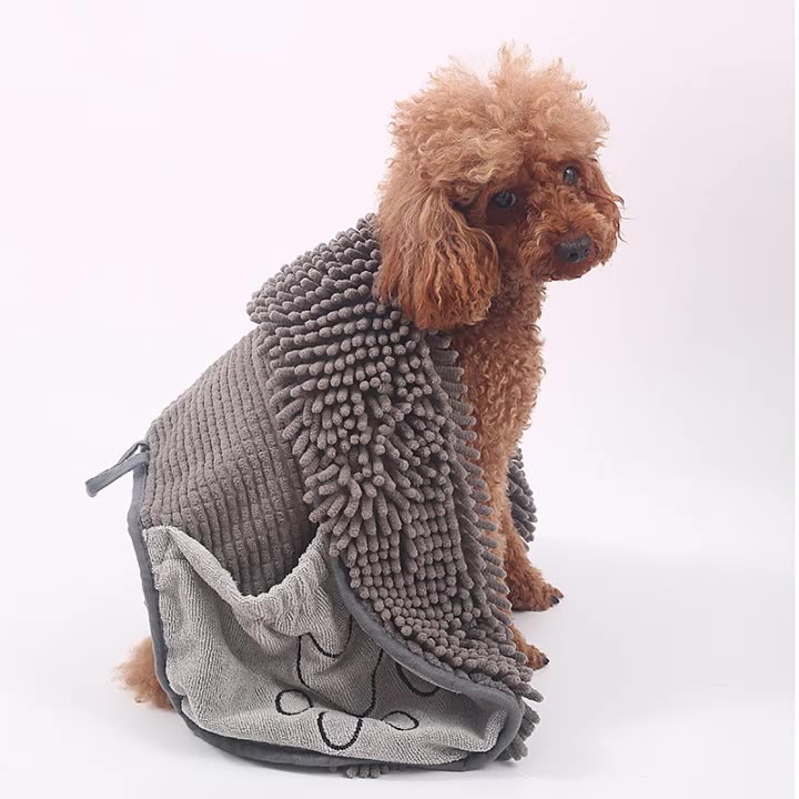 Serviette de bain pour chien Chenille