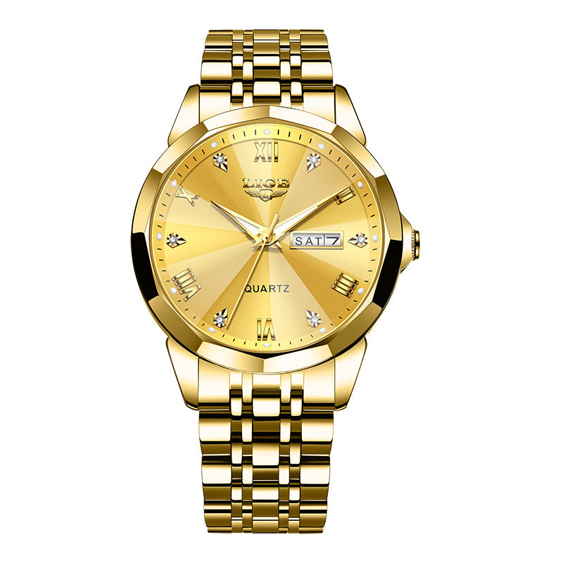 Montre Quartz Lumineuse étanche à double calendaire pour hommes