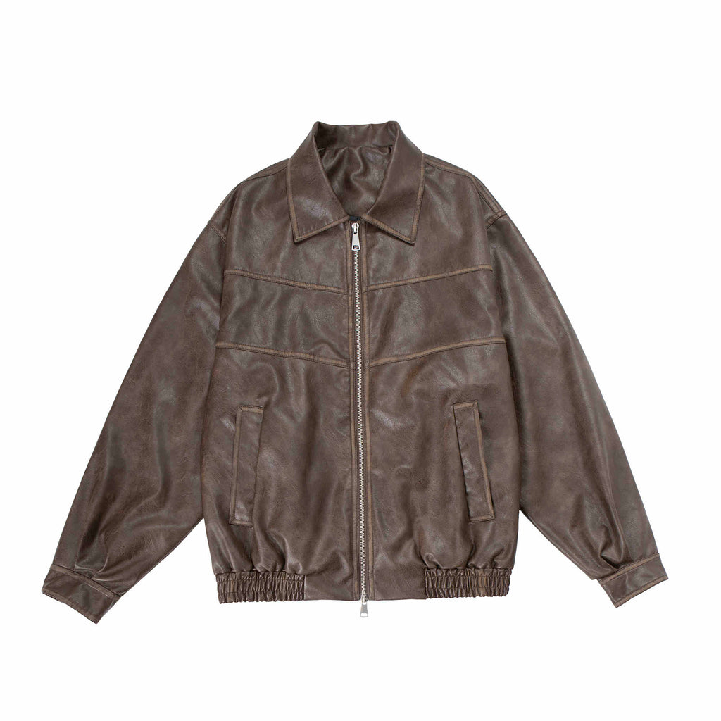 Veste en cuir retro japonais Loose High Street