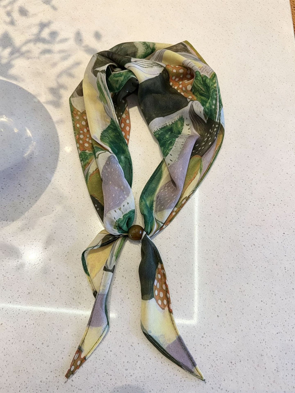 Écharpe de soie rétro florale de style coréen pour femmes