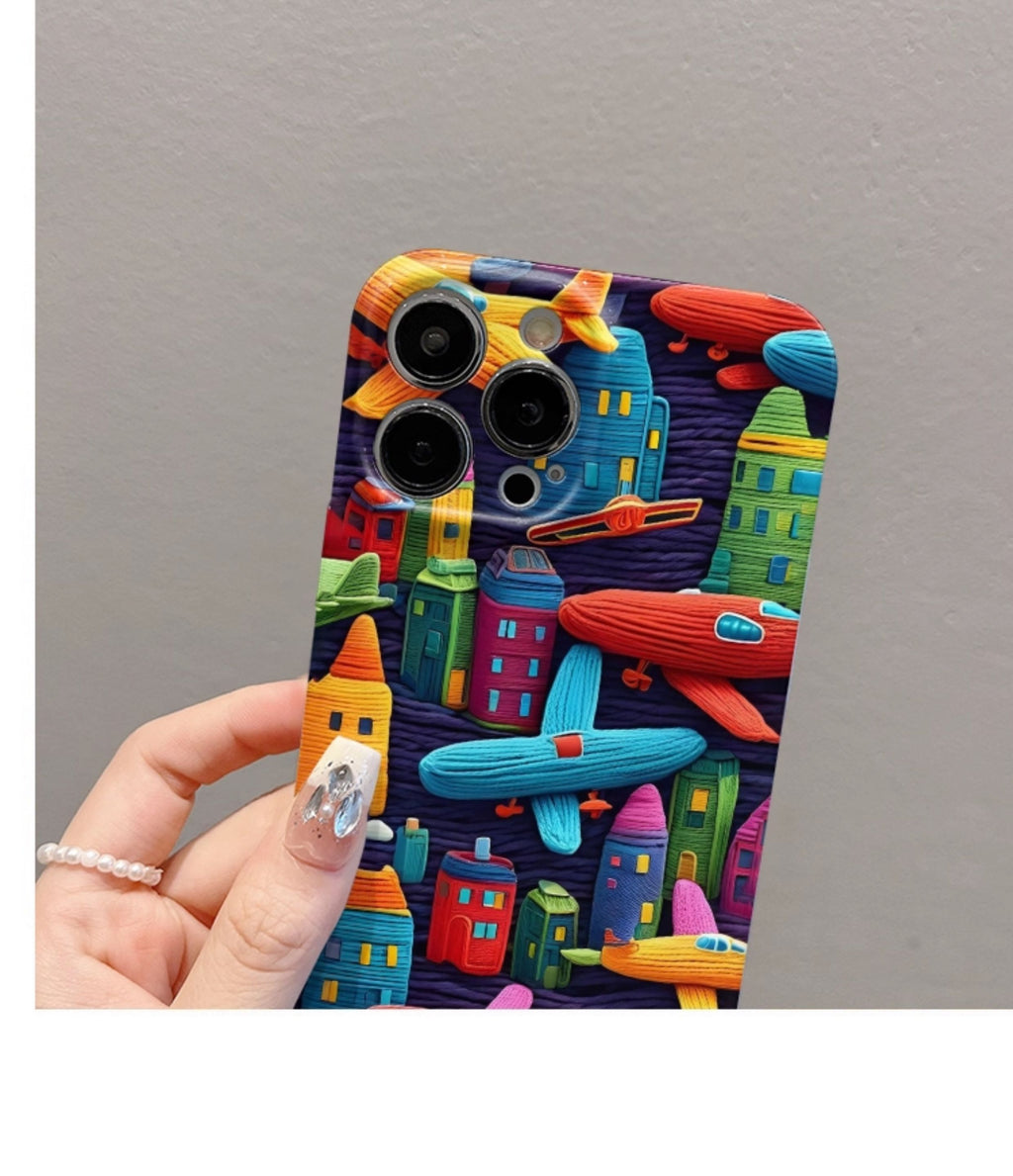 Peinture à l'huile Minimalist Airplane Imprimer le boîtier de téléphone