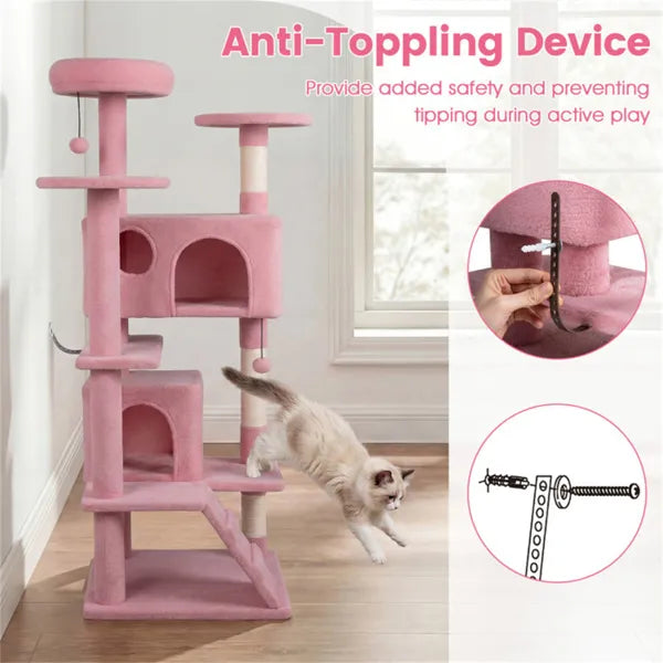 Tour d'arbre de chat de 52" avec perches et condos