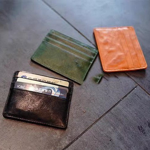 Porte-cartes rétro grande capacité en cuir ciré pour conducteurs Et ID