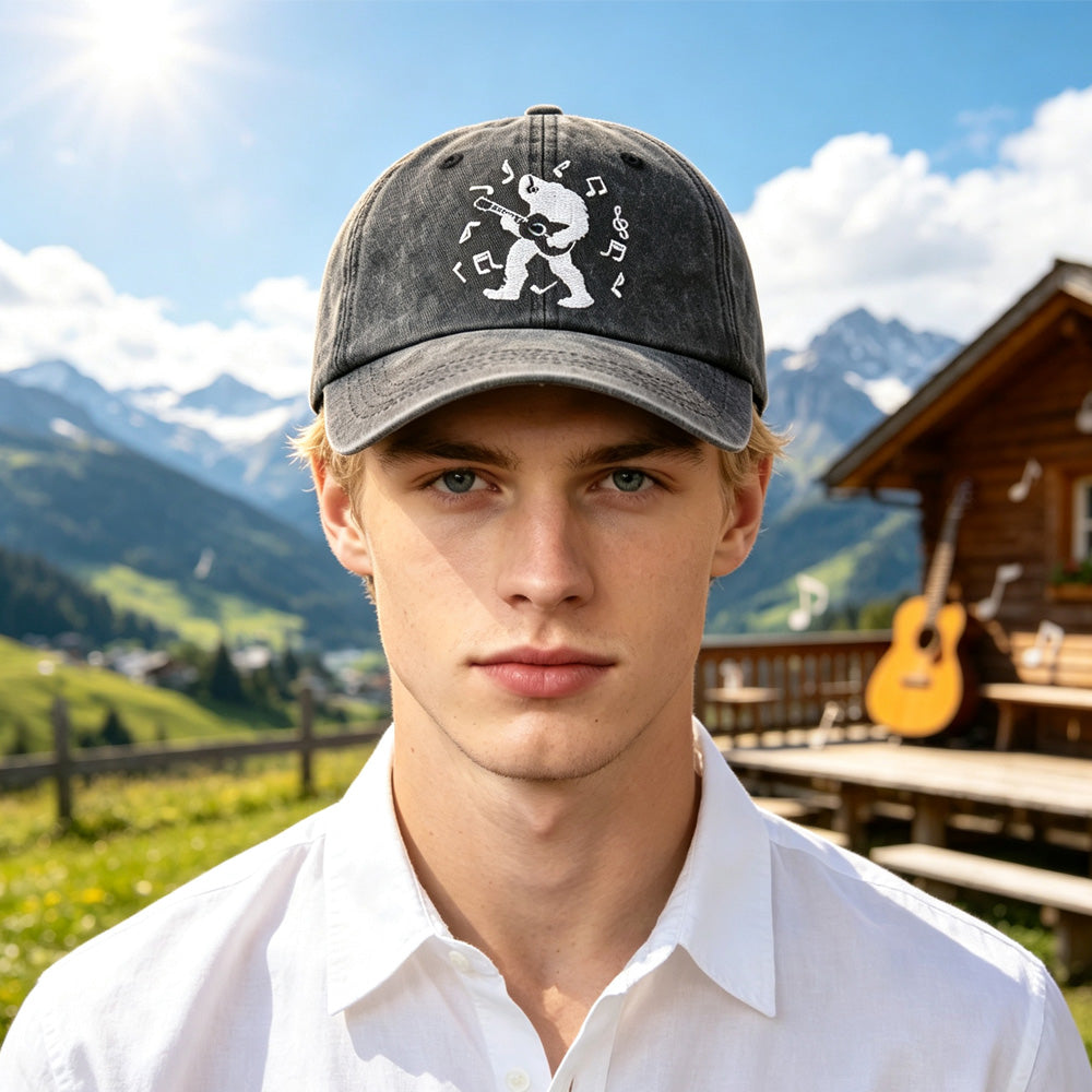 2pcs Guitar Black Casquette de baseball pour femmes Hommes
