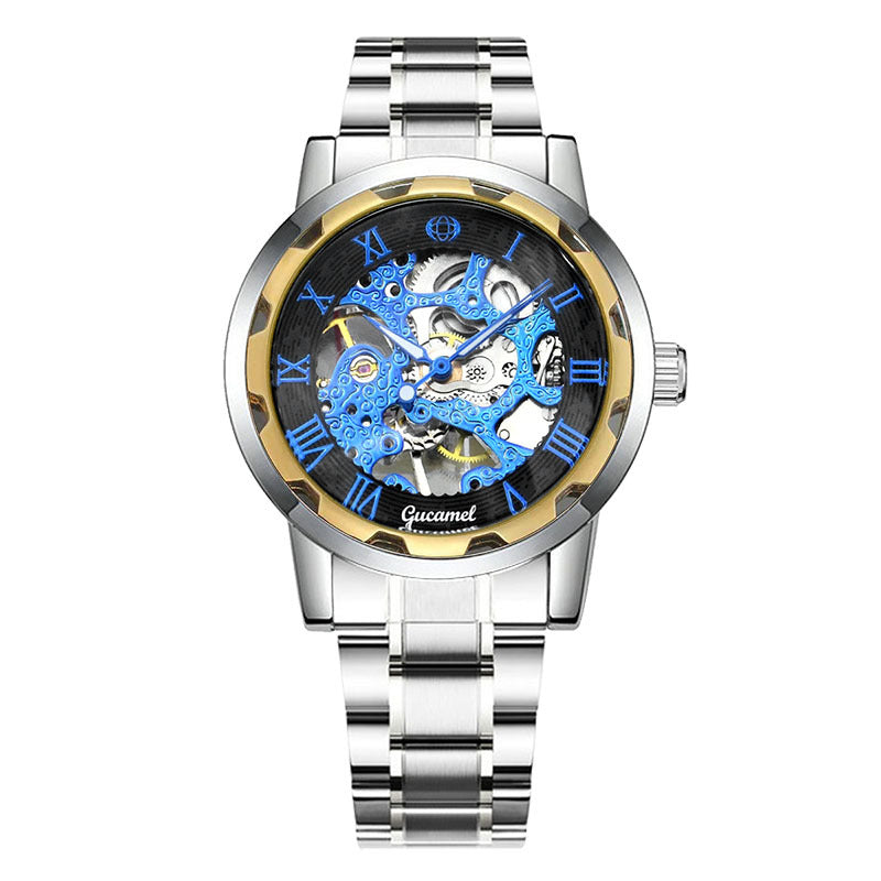 Bracelet en acier Hollow Gold Montre mécanique manuelle