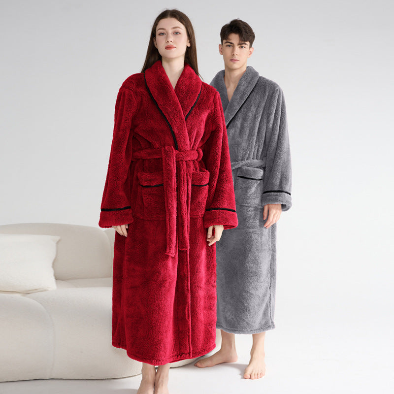 Automne et hiver épais robe de nuit style couple
