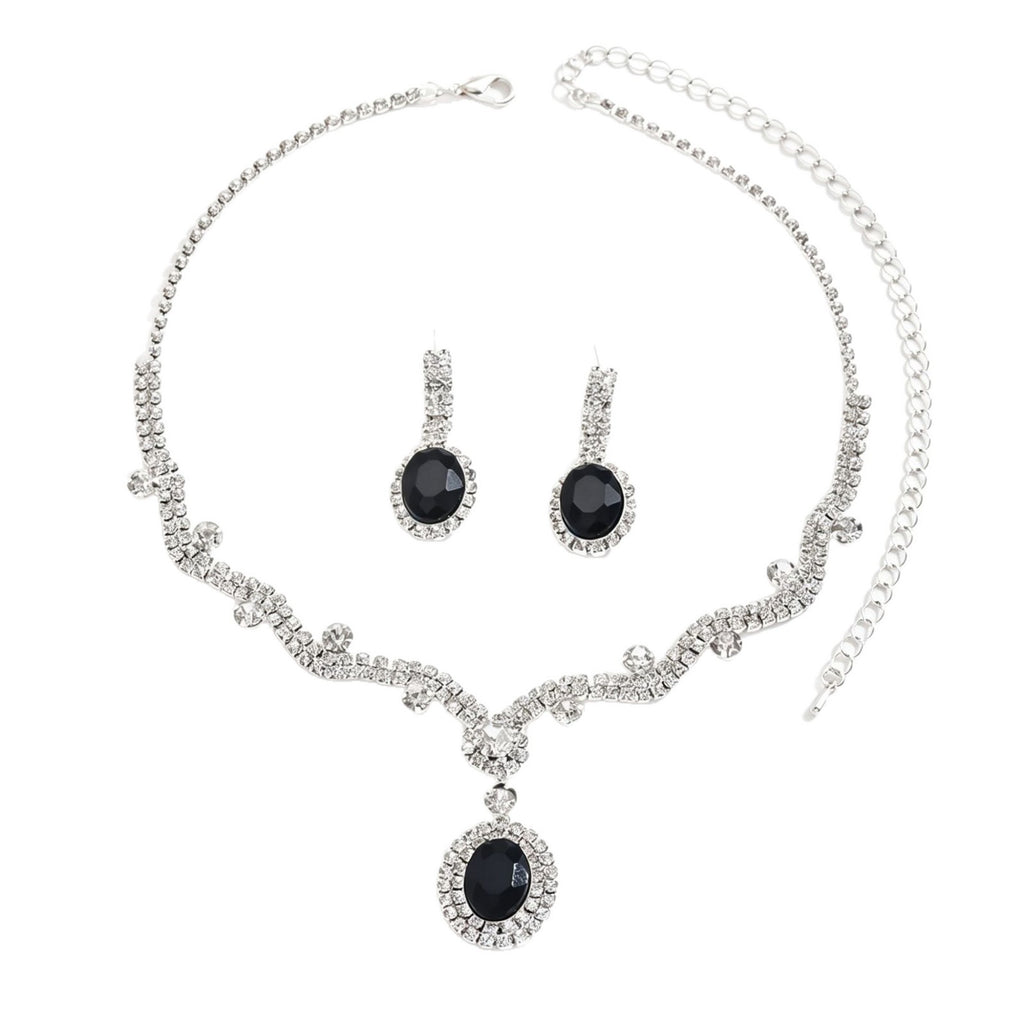 Femmes Simulated Emerald Oval Halo CZ 2Pcs Ensemble de bijoux