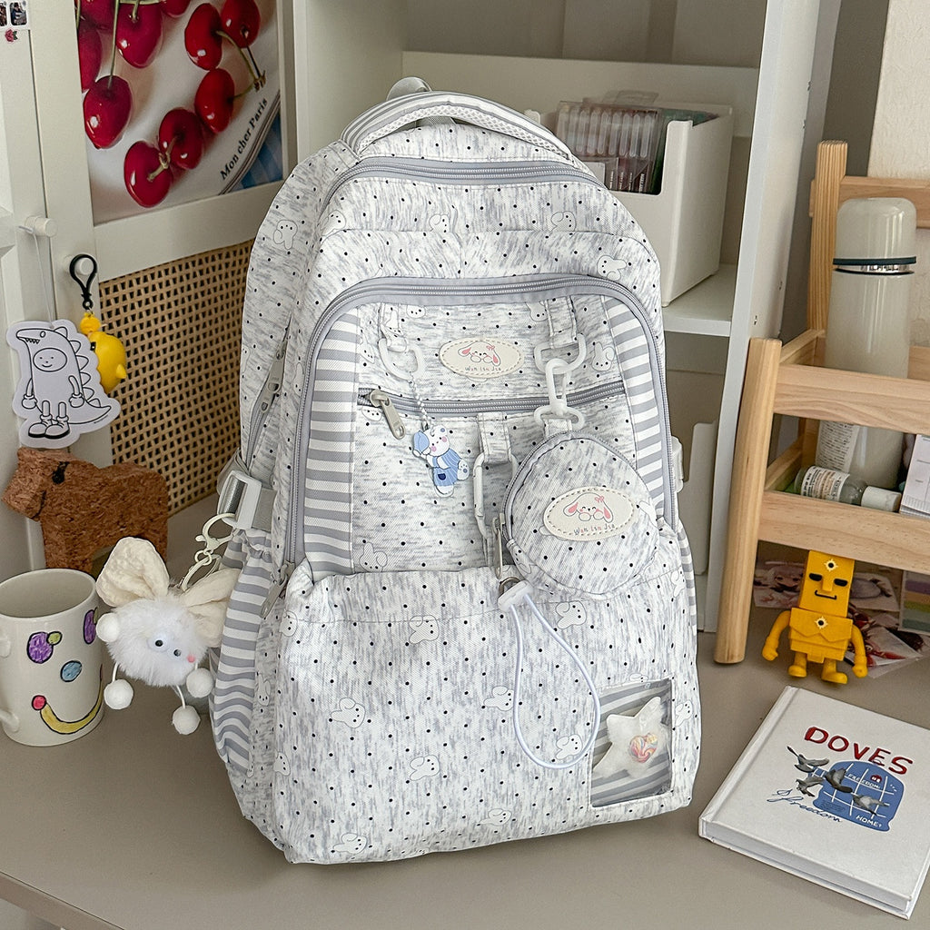 Sac à dos pour filles de style Polka-Dot Rose et Blanc
