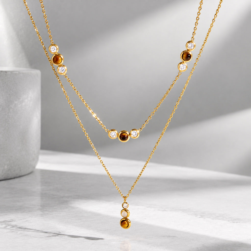 Collier en acier inoxydable Tiger's Eye Titanium Steel pour femmes