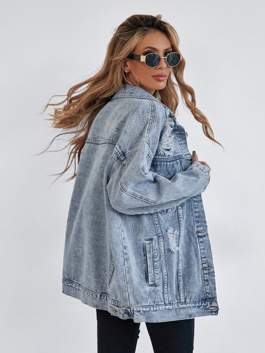 L'Europe et les États-Unis Amazon Commerce extérieur Femmes Denim Coat Mode Denim Veste
