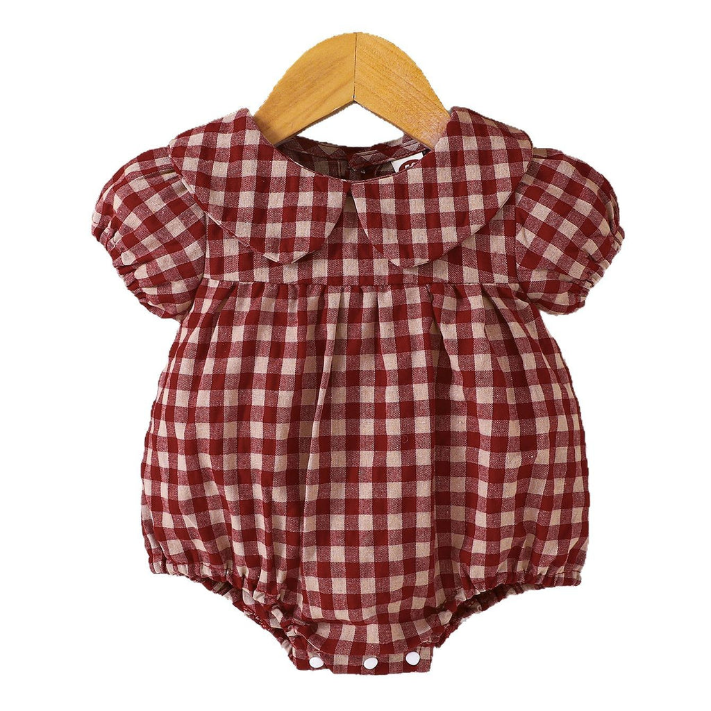 Filles Plaid Blouse d'été avec un collier turn-down pour les bébés
