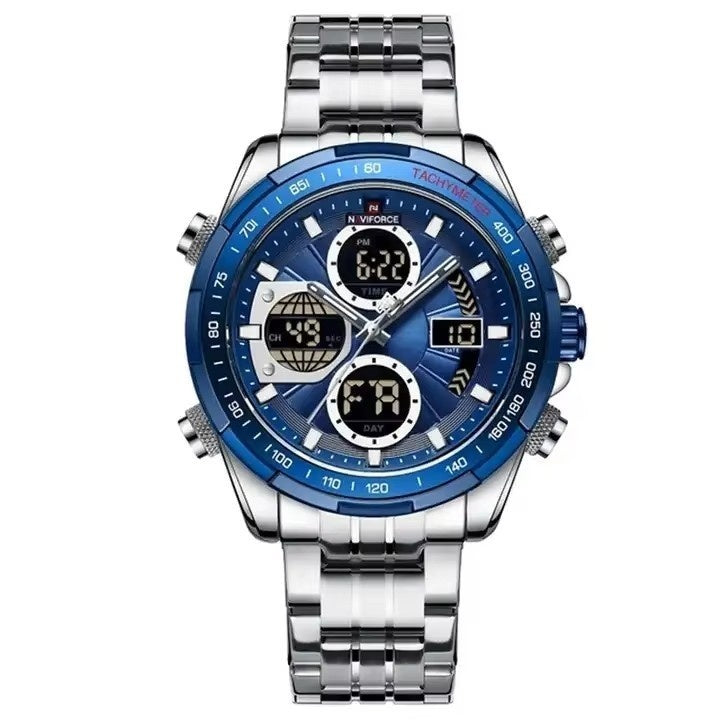 Montre multifonction en acier inoxydable pour homme