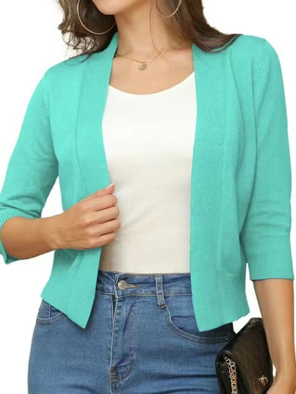 Simple Veste courte polyvalente tricotée Cardigan